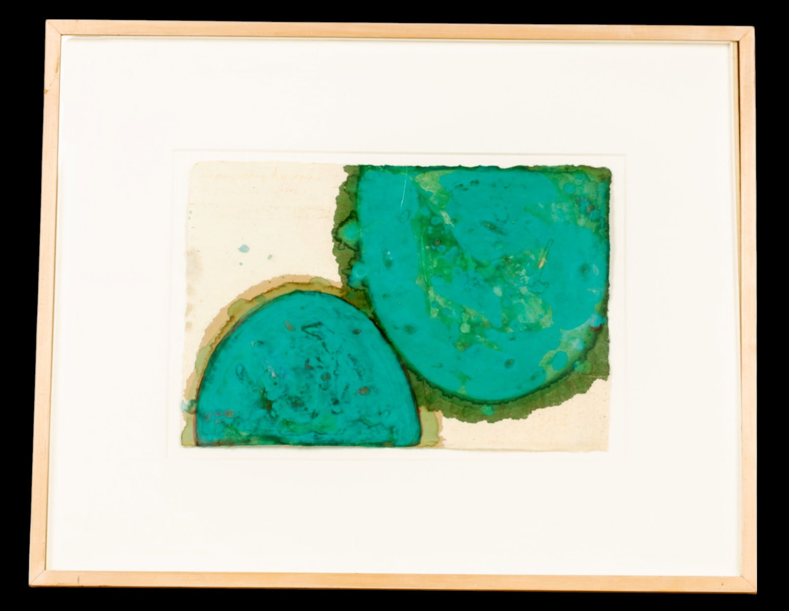 Byoung Yong Lee (KR 1948-2001) Mixed Media: Byoung Yong Lee (KR 1948-2001) abstract mixed media composition of gouache and watercolor on Asian art paper signed "Byoung Yong Lee - 1992" in light red pencil UL - art measures approx. 17.5" W x 12"