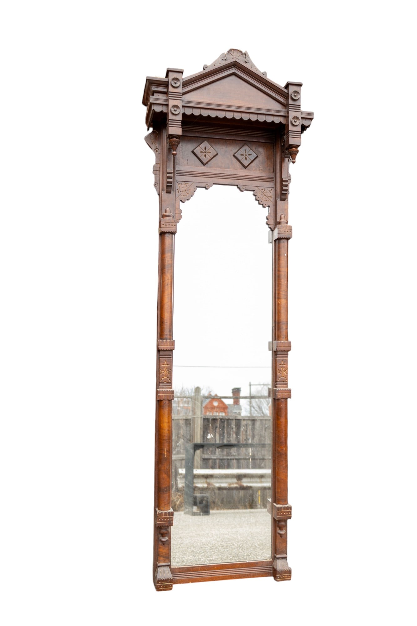 Carved Walnut Victorian Pier Mirror (1 of 7)