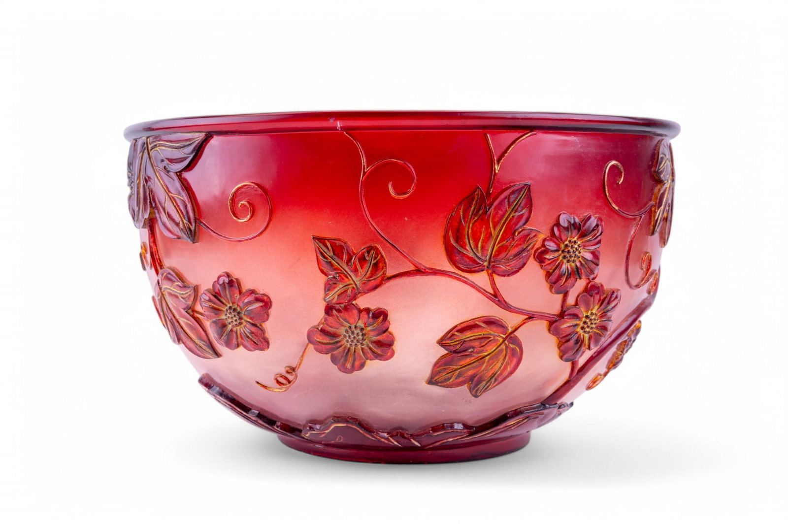 Large Resin Bowl with Raised Floral Design (1 of 5)