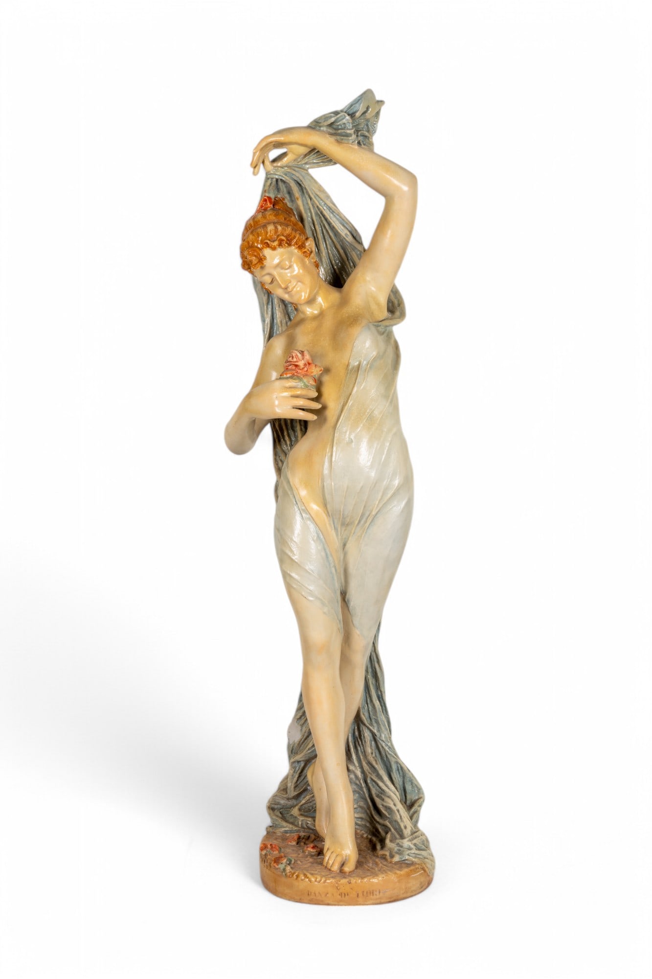 Italian Art Nouveau Sculpture Att. Cesare Lapini: Italian Art Nouveau sculpture attributed to Cesre Lapini's "Danza dei Fiori" (Dance of the Flowers). Statue measures approx. 54" tall, 17" wide, & 14" deep. Item weighs approx. 83 lbs. 15 oz. See phot