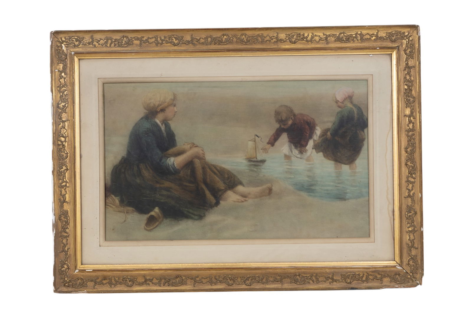 Watercolor of Woman & Children in Water (1 of 8)