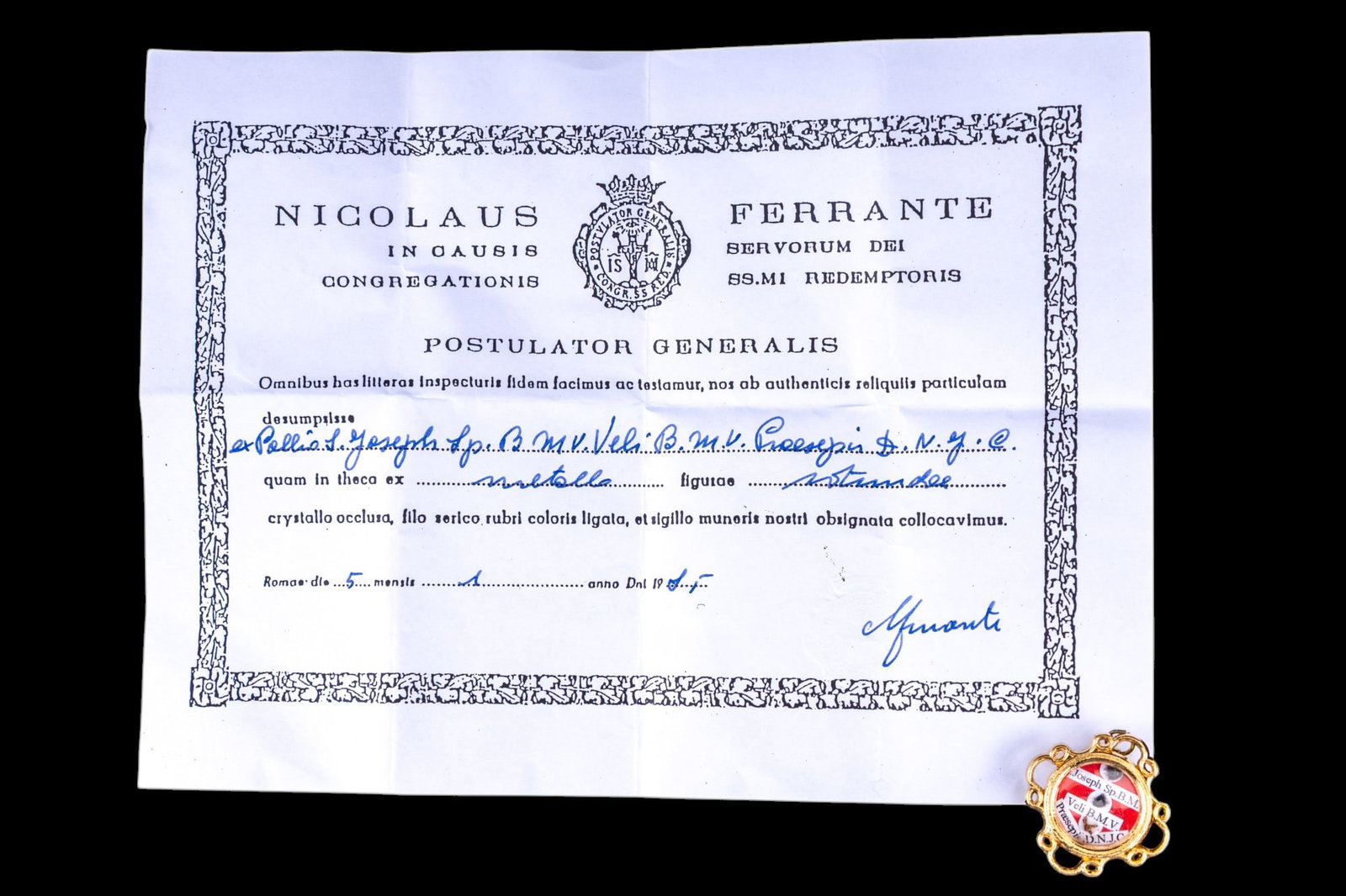 3-Piece Relic w/ Seal of Nicolaus Ferrante (1 of 6)
