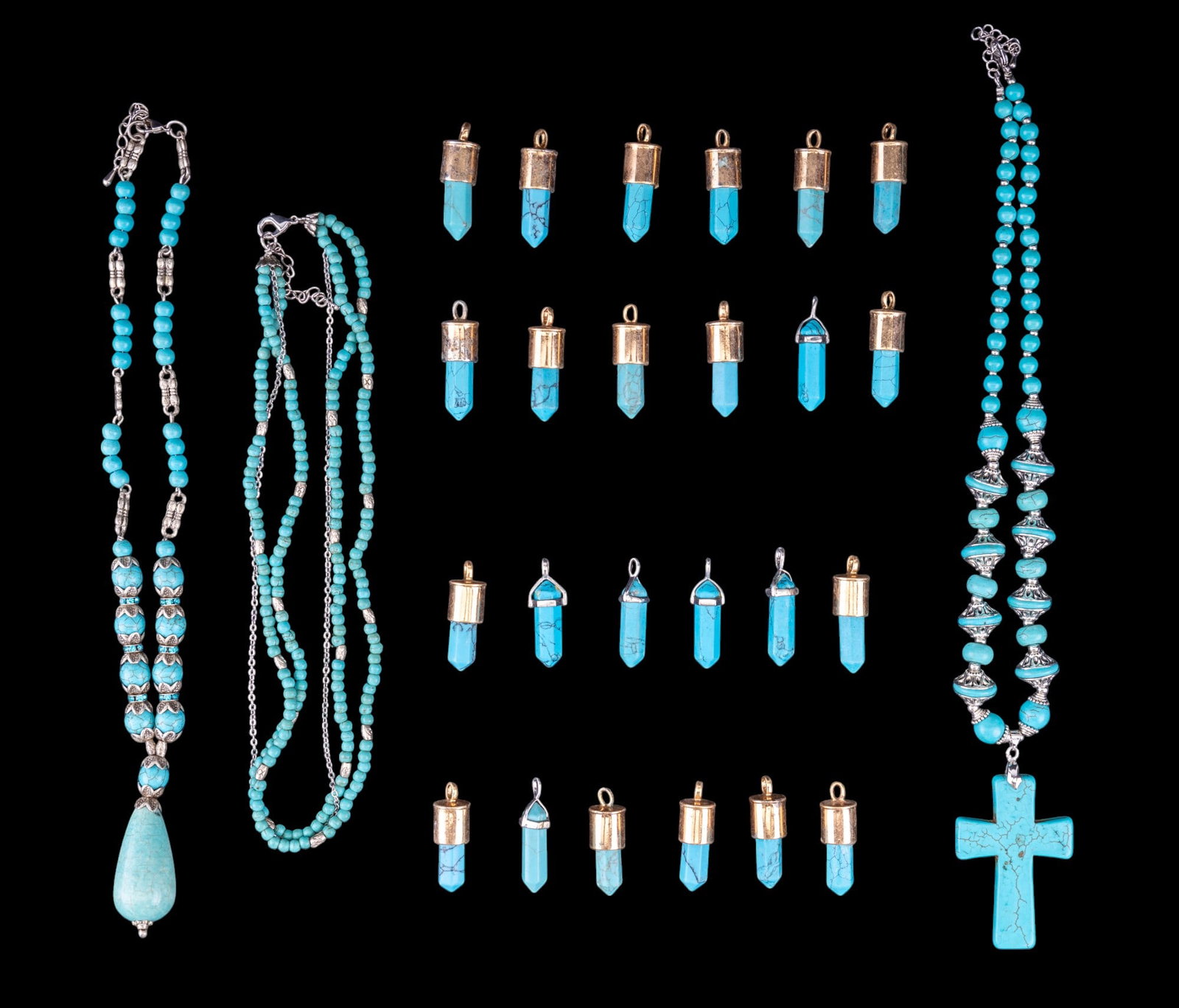 Blue Howlite Cross Pendant Necklace & More Jewelry (1 of 5)