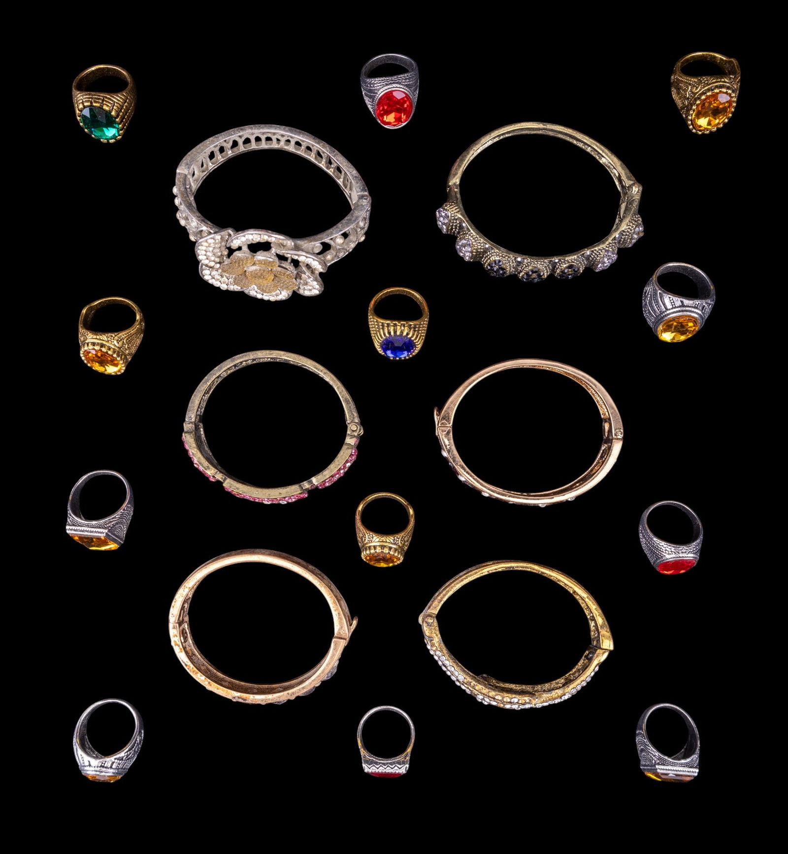 Rhinestone Rings (12) & Bangle Bracelets (6) (1 of 5)