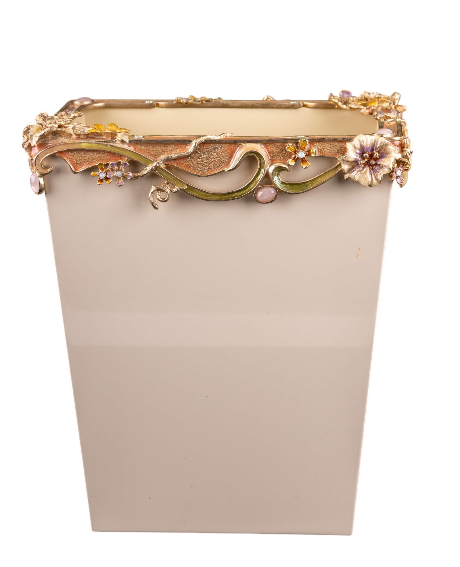 Jay Strongwater Devon Floral Scroll Waste Bin (1 of 15)