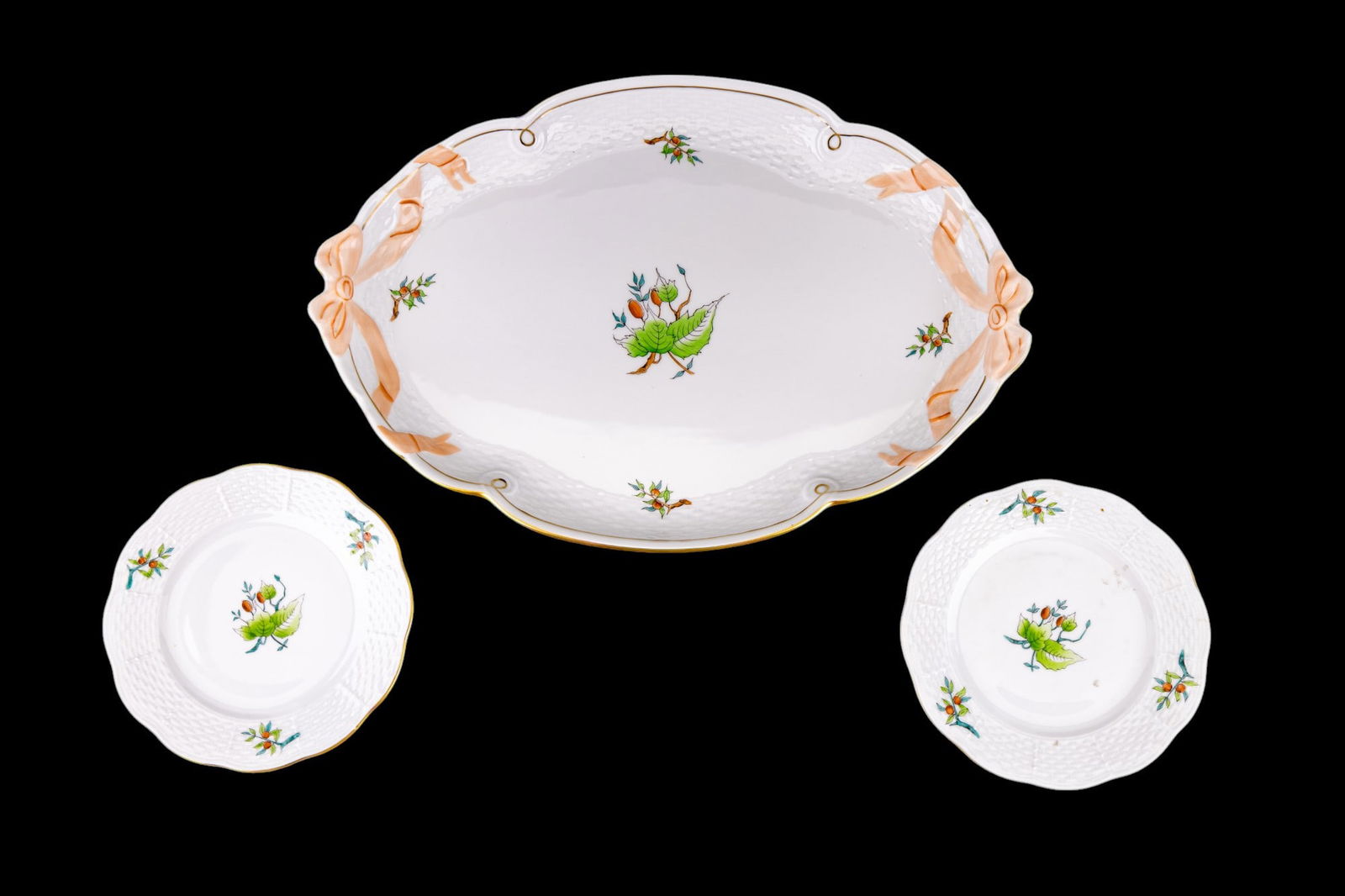 Herend Rosehip Porcelain Platter and Bread Plates (1 of 12)