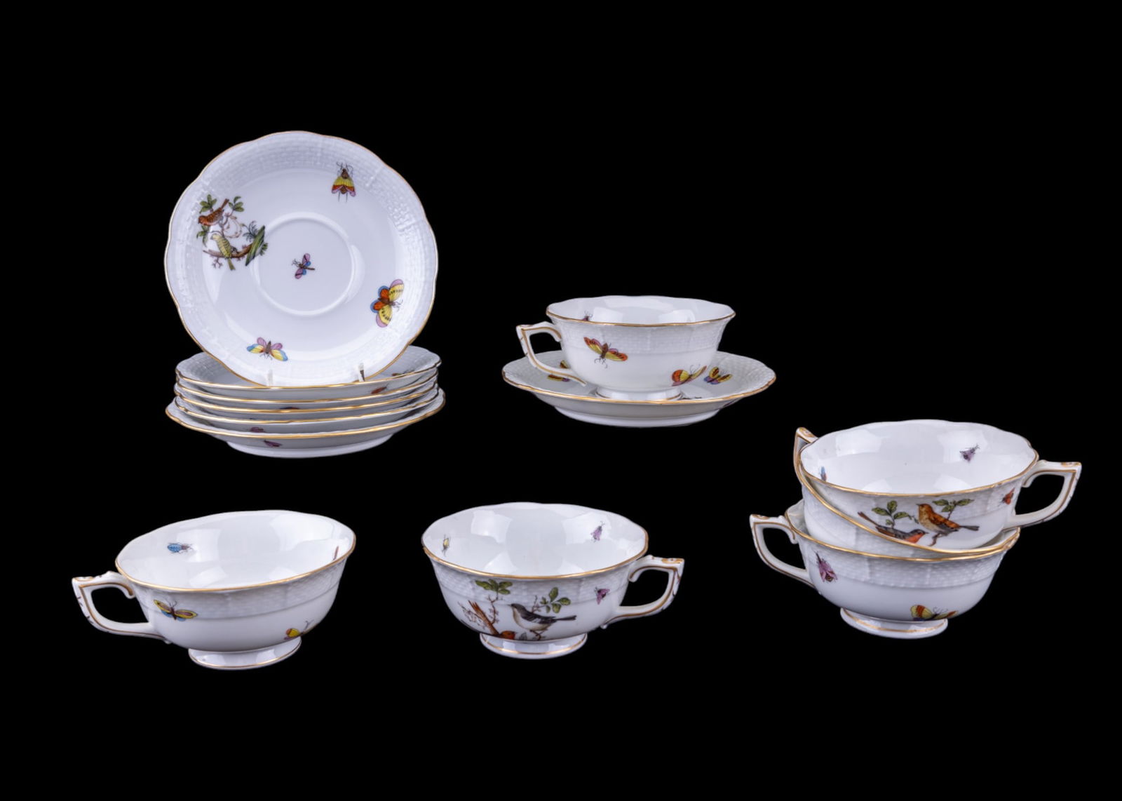 Herend Rothschild Bird Tea Cups and Saucers (1 of 10)