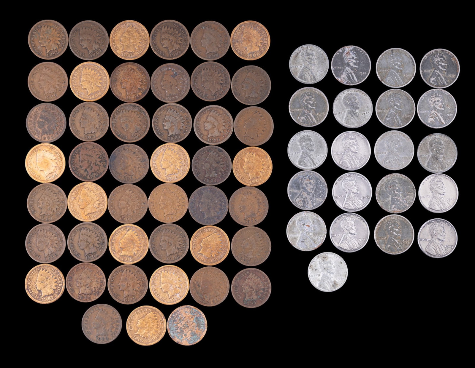 Indian Head (45) & 1943 Steel (21) Pennies (1 of 6)