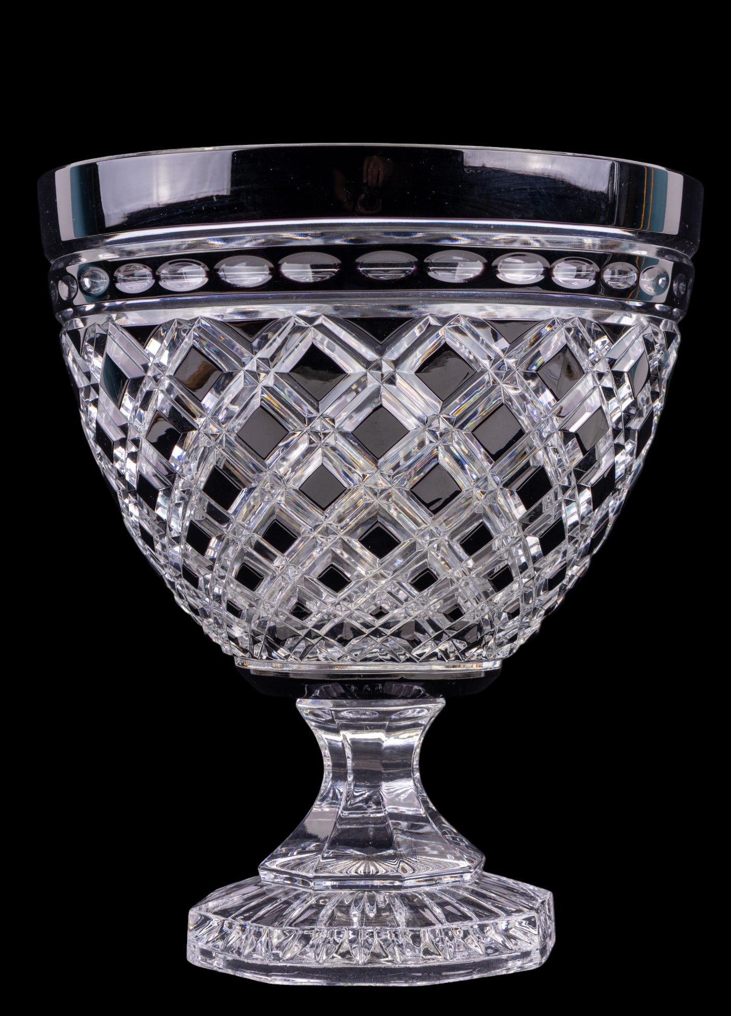 AJKA Athenee Black Onyx Cut Crystal Pedestal Bowl (1 of 9)