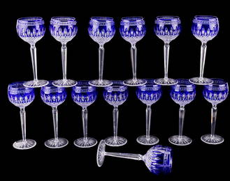 Waterford Clarendon Blue Hock Wine Glasses (14)