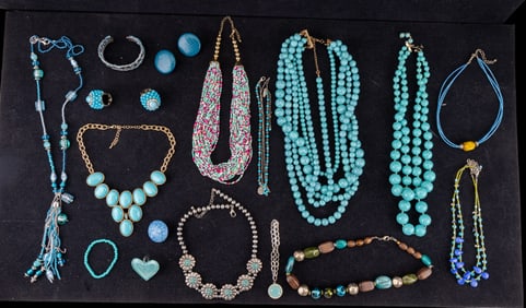 Beaded Light Blue & More Blue Costume Jewelry