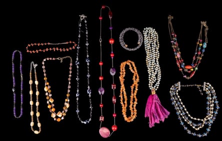 Crystal, Glass, & Coral Beaded Jewelry