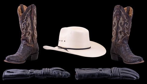 Tecovas Boots, Cowboy Hat, & Leather Cycle Gloves