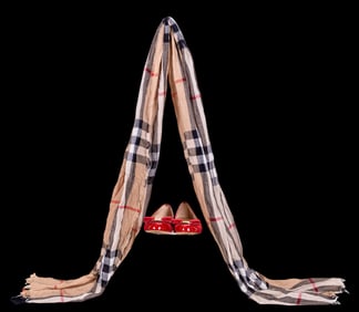 Burberry Shawl and Ferragamo Flats