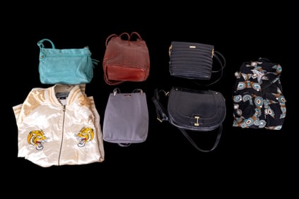 Ralph Lauren Dress, Satin Jacket, & Handbags