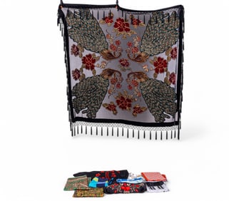 Shanak Peacock Shawl, Polyester Scarves, & Purse