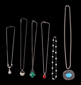 Sterling Silver Necklaces. Some w/Pendants (6)