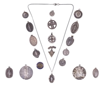 Sterling Christian Prayer Medallions and Pins (19)