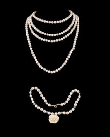 80" Long Pearl String, Sterling Silver Pearl