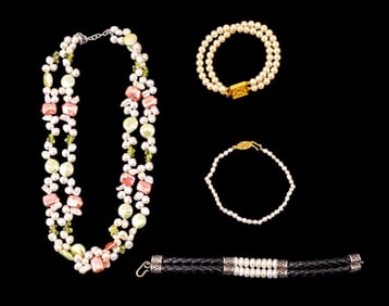 Pearl, Sterling Pearl, Multi Stranded Necklace