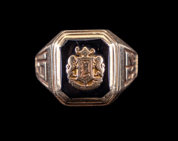 10K Gold 1932 High School Class Ring w/ Enamel