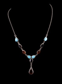 Sterling and Amber Necklace