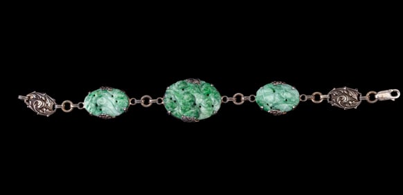 Vintage Jade Sterling Bracelet