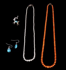 Vintage Coral and Turquoise Sterling Jewelry