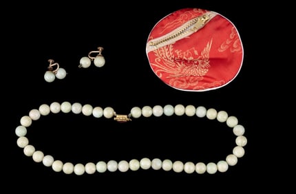 Vintage Jade Necklace and Earrings