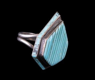 Early Native American Sterling and Turquoise Ring