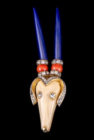 Rare Hattie Carnegie Ram Brooch