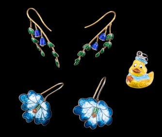 Vintage Sterling Enamel Jewelry