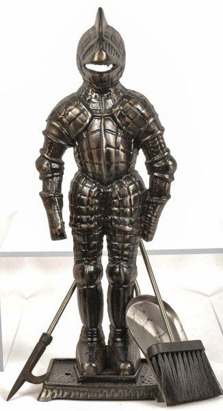 Cast Iron Knight Fireset: Four piece collectable cast iron knight fireset, includes knight and three tools; Model 2247 manufactured in the early 80's NIB