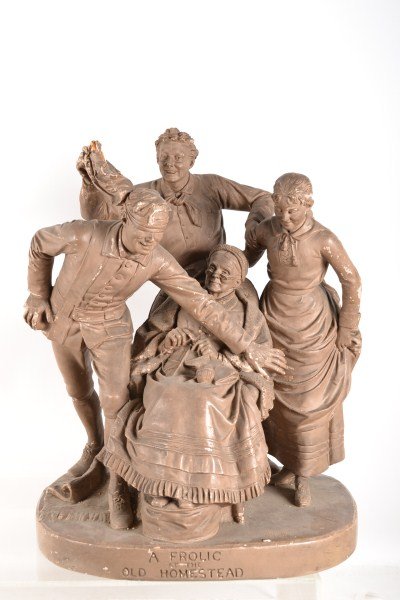 John Rogers "A Frolic at the Old Homestead" Plaster c18: "A Frolic at the Old Homestead" John Rogers, New York
