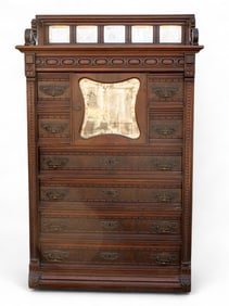 Antique Victorian Gentlemen's Chest w/ Mirror