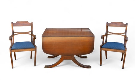 Duncan Phyfe Style Table w/ Pair of Chairs