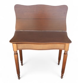 Antique Walnut Victorian Serpentine Game Table