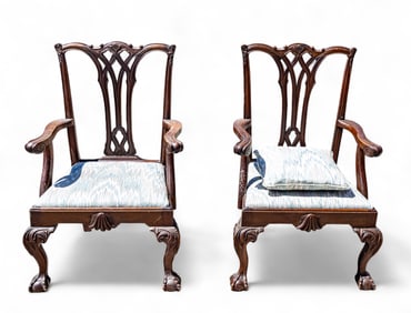 Pair of Mahogany Turn of Century Arm Chairs