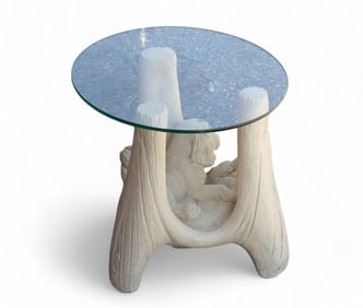 Glass-Topped Coffee Table w/ Figural Dog Base