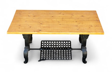 Coffee Table w/ Cast Iron Treadle Base