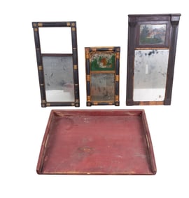 Federal Reverse Painted Mirrors and Wood Tray