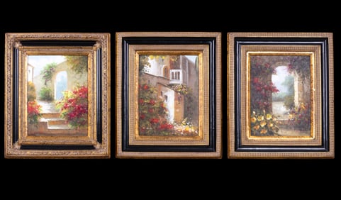 3 Matched Style Paintings Europe / Tuscany Themed