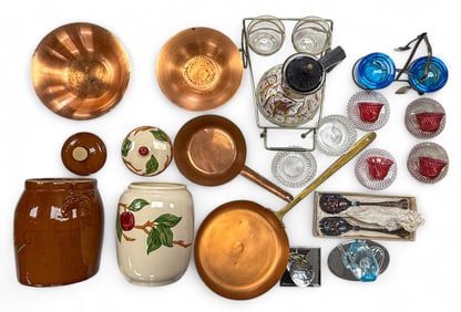 MCM Coffee Caddy, Art Glass, & Copper Kitchenware