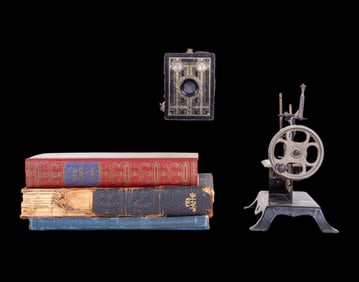 19th/20th C. Sewing Machine, Brownie Camera, Books