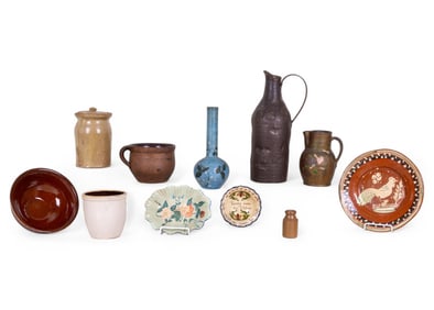 Redware, Roseville, Pottery Grouping