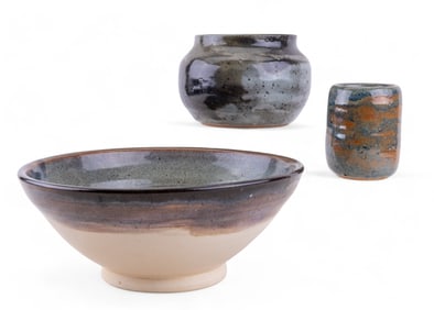 Artisan Studio Pottery Bowl, Cup, and Urn