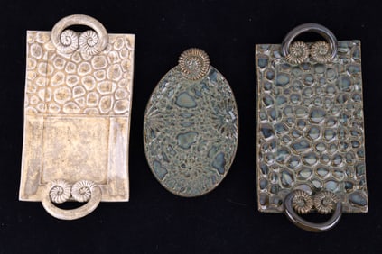Artisan Stamped Porcelain Trays (3)