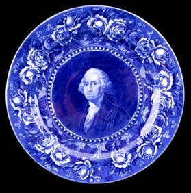 19/20th C Blue Transfer/Flow Blue Washington Plate