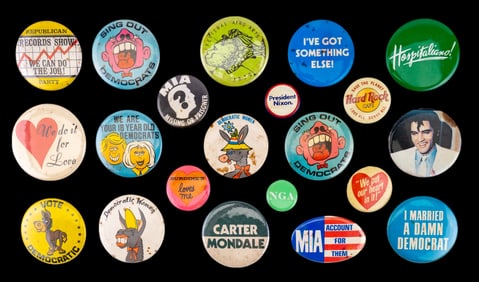 Vintage Carter, Nixon, & Other Button/ Pins (21)