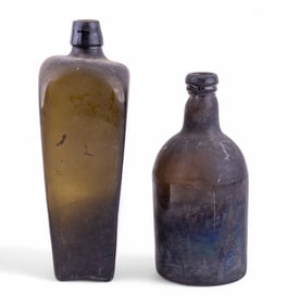 Antique Brown Glass Bottles (2)